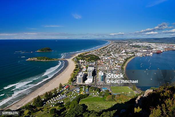 Mount Maunganui Beach From The Summit Walking Track Stock Photo - Download Image Now