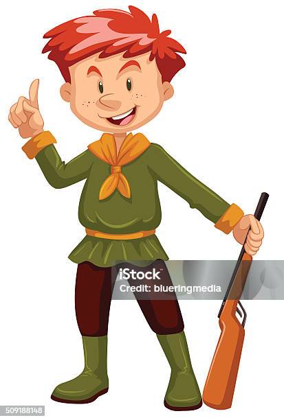 Guy With Rifle Vector Man With Rifle Gun Stock Illustration - Download Image Now - Adult ...