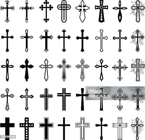 Christian Cross Icons Set Stock Illustration - Download Image Now - Religious Cross, Cross Shape, Icon Symbol