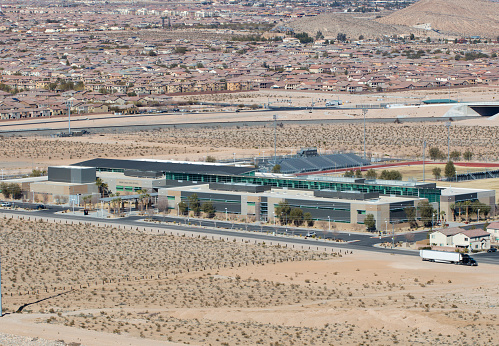 Las Vegas, USA - February 6, 2016: An elevated/aerial view of Desert Oasis High School in Las Vegas, Nevada. 