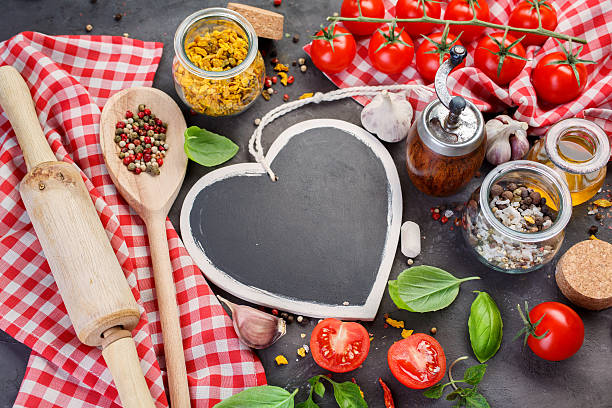 istock Black chalk board and spices on a dark background 509192790