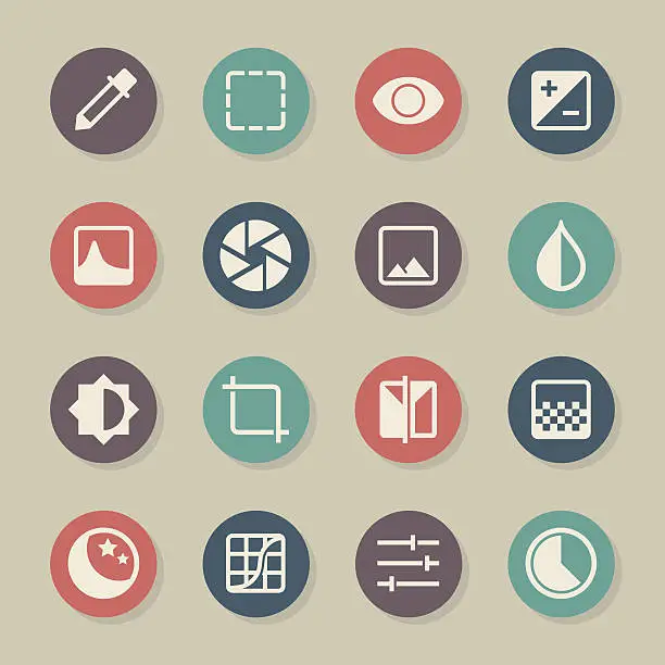 Vector illustration of Photo Editor Icons - Color Circle Series
