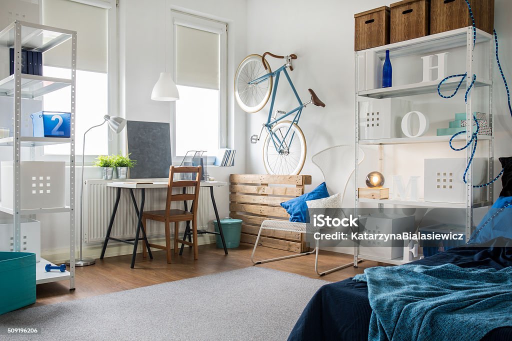 Studio for young artist Small studio for young artist in raw style Apartment Stock Photo