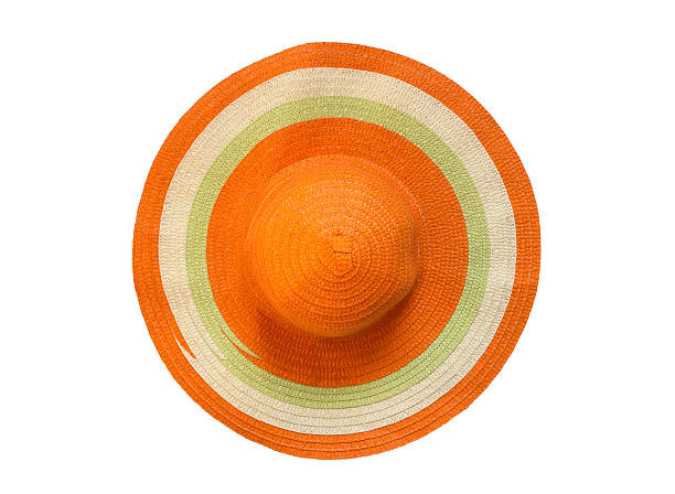 top view orange floppy hat isolated on white background