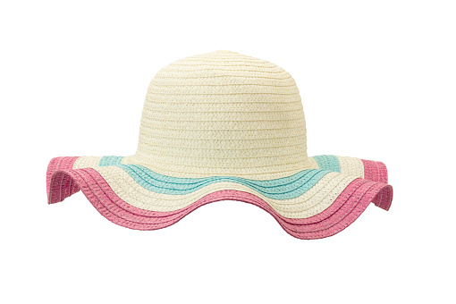 white and pink floppy hat isolated on white background