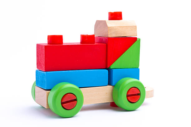 istock Colorful wooden toy train isolated on white background 509205479