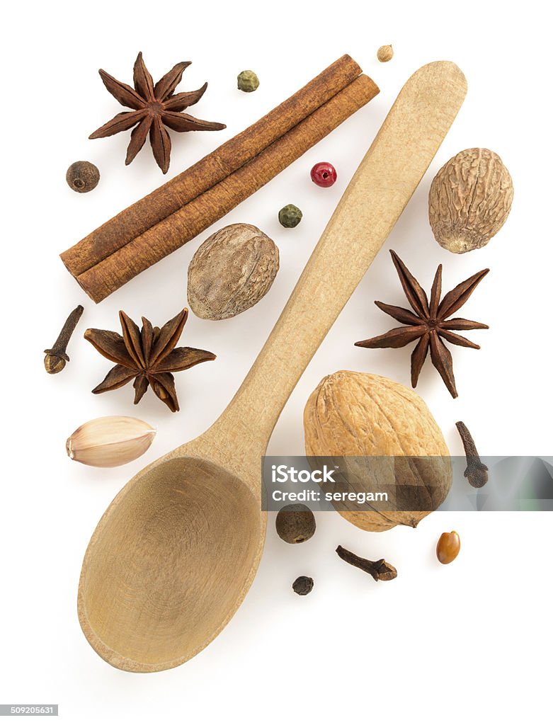 herbs and spices on white herbs and spices isolated on white background Anise Stock Photo