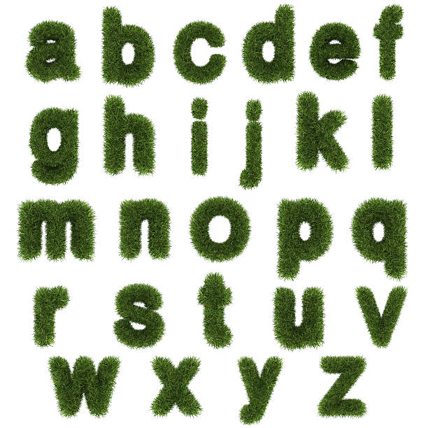 istock lowercase letters of green grass alphabet isolated on white bacground 509206031