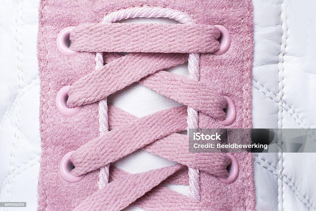 Pink lacing close up Pink trainers close up Aerobics Stock Photo