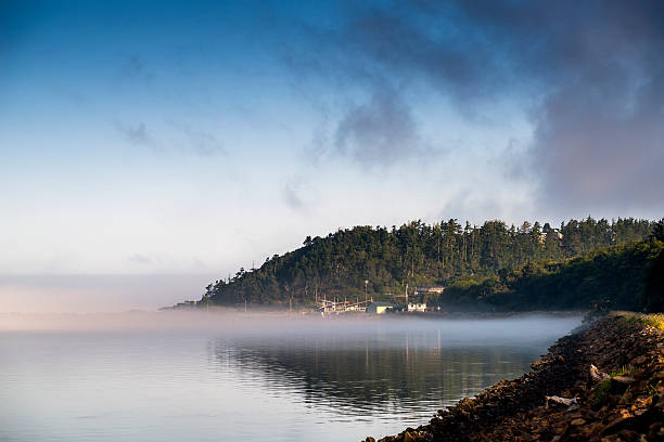Morning fog lies over Netarts Bay on the northern Oregon coast.