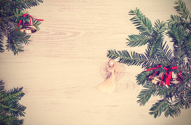 istock Vintage Christmas background, decoration on a wooden board. 509207065