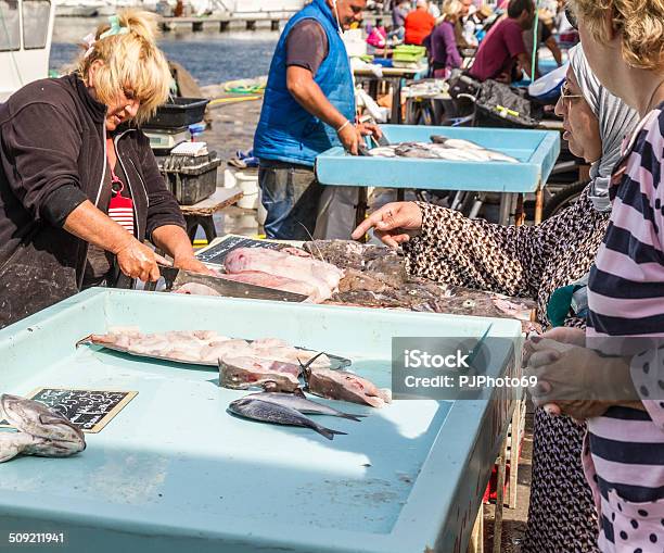 Fishermen Sells Fresh Fish At Old Port Of Marseille Stock Photo - Download Image Now