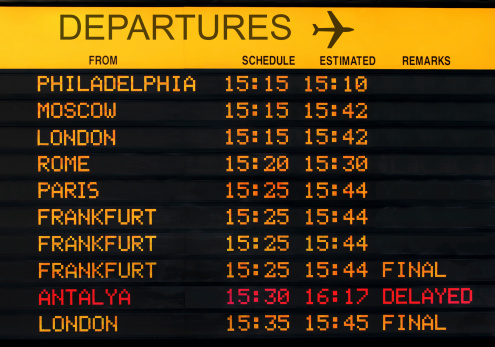 international airport departures board isolated