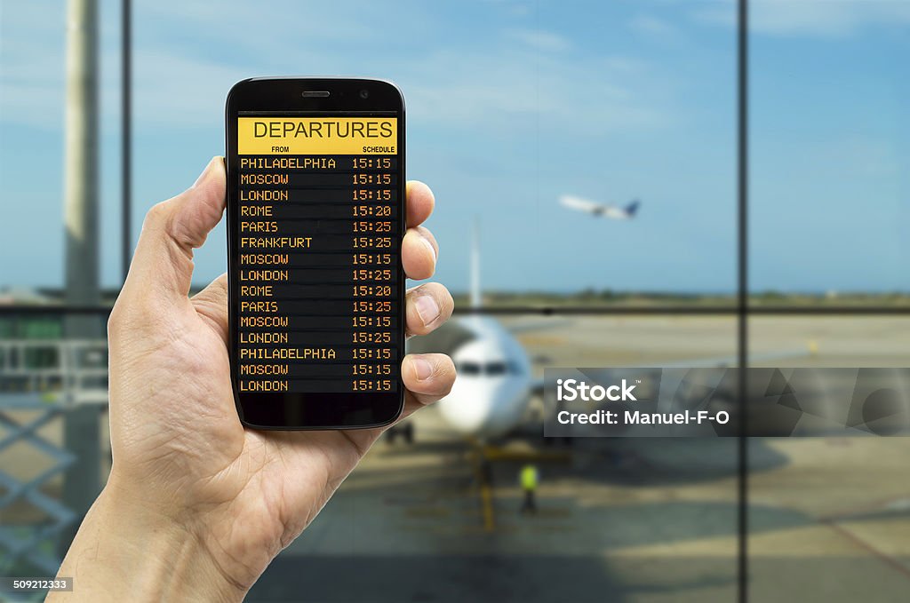 Abreise-board am Telefon - Lizenzfrei Ausrüstung und Geräte Stock-Foto