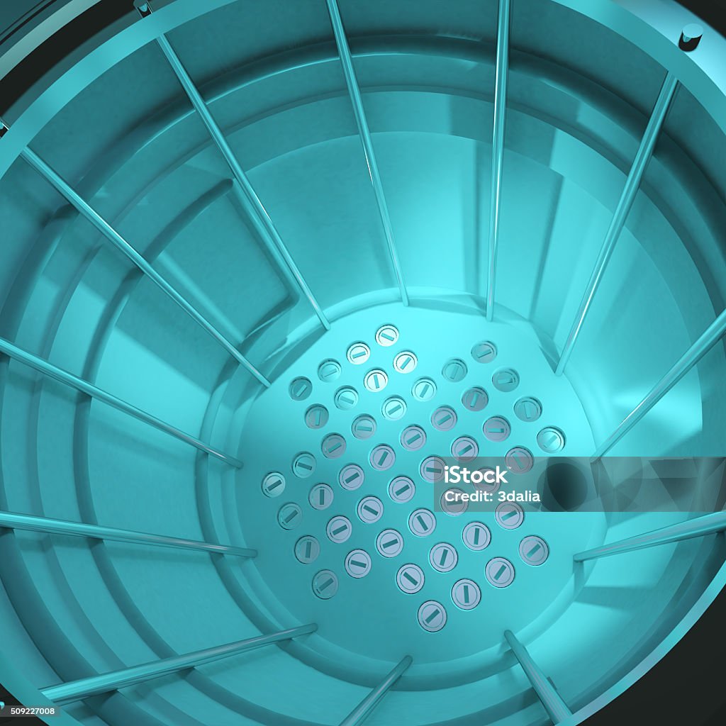 3d Close up of a nuclear reactor core 3d render of a close up of a nuclear reactor core. Indoors Stock Photo