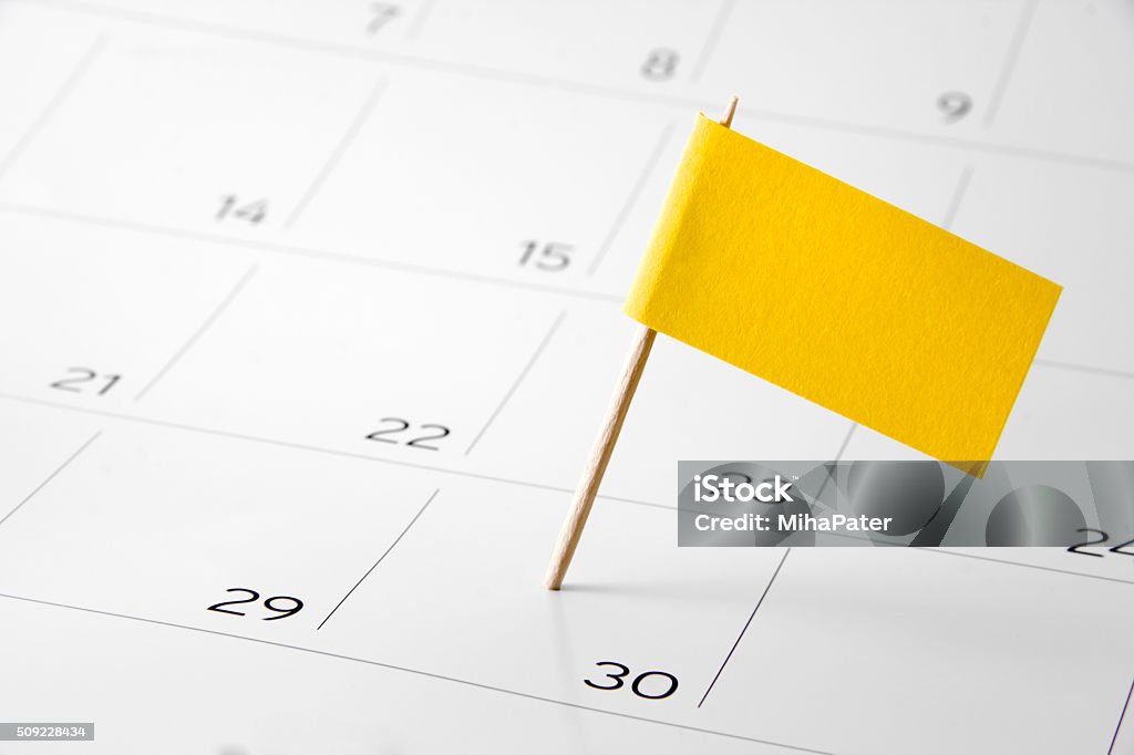 Flag the event day or deadline on calendar 2016 Flag the event day or deadline on calendar 2016 - timeline, time, concept, idea, management, concept, page, background Deadline Stock Photo