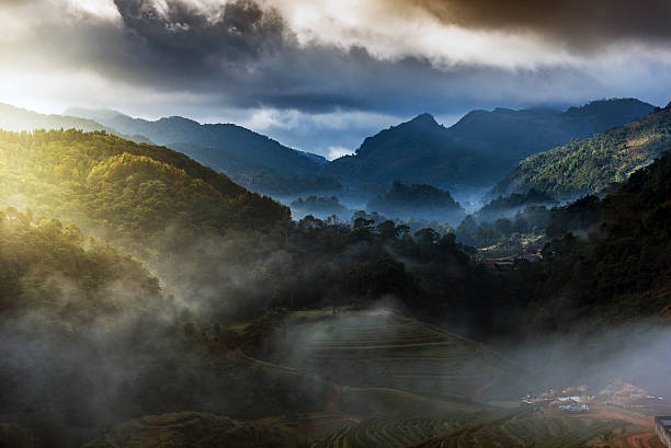 istock Beautiful sunrise with the morning mist 509228538