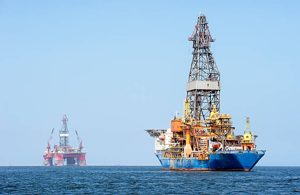 oil industry parking, walvis bay, namibia, africa - angola stok fotoğraflar ve resimler