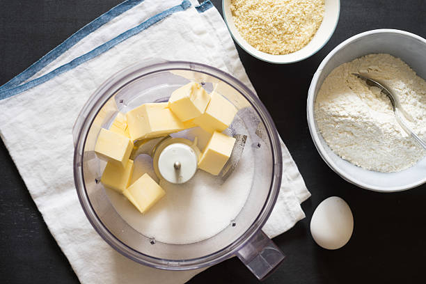 istock Ingredients for shortcrust almond pastry to make in food processor 509229710