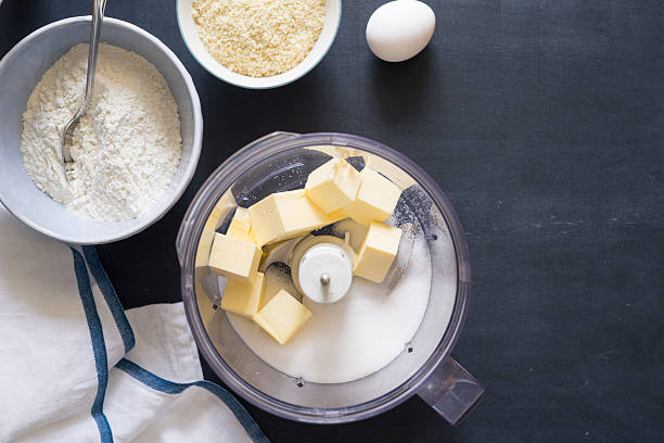 istock Ingredients for shortcrust almond pastry to make in food processor 509229810