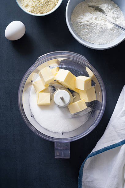istock Ingredients for shortcrust almond pastry to make in food processor 509229908