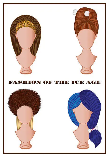 Vector illustration of Ice Age fashion hair styles