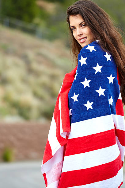 istock Woman wearing American Flag 509232778