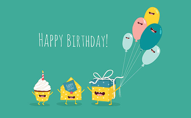 открытка с днём рождения - birthday birthday card cake cupcake stock illustrations