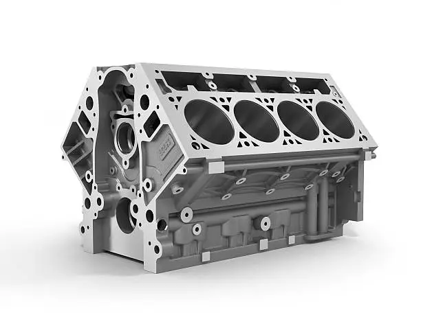 Photo of render of cylinder block from strong car with V8 engine
