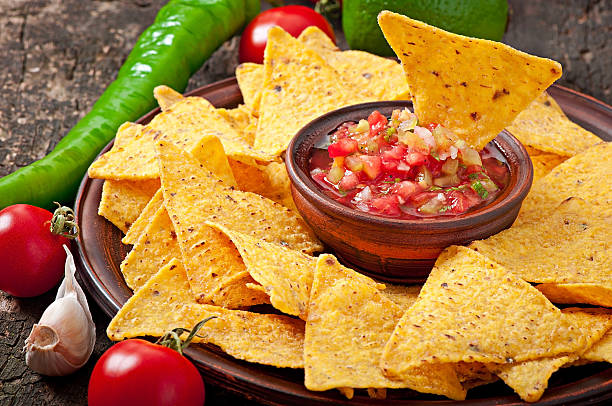 istock Mexican nacho chips and salsa dip in bowl 509235907