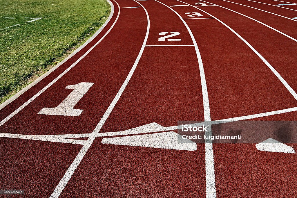 starting grids numbered starting grids for the 100 meters Green Color Stock Photo