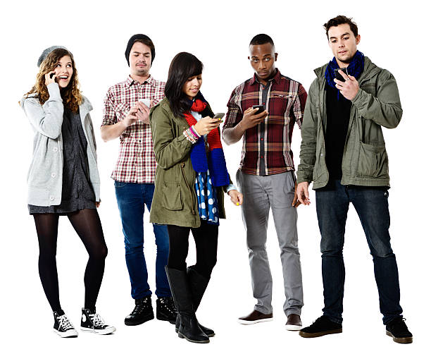 istock Five funky young friends busy on their phones 509236737