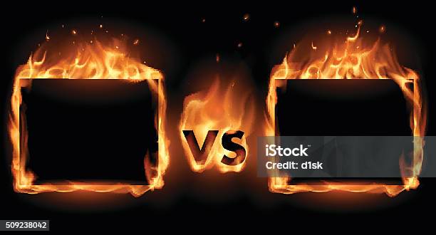 Versus Screen With Fire Frames Stock Illustration - Download Image Now - Fire - Natural Phenomenon, Border - Frame, Confrontation