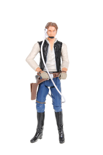 Adelaide, Australia - February 09, 2016:An isolated shot of a Han Solo action figure from the Star Wars universe.Merchandise from the Star Wars movies are highy sought after collectables.