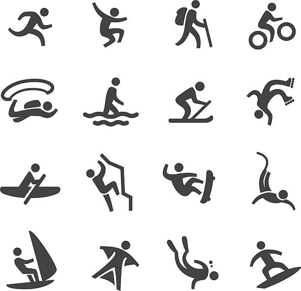 экстремальные спортивные иконки-acme серия - skateboarding skateboard extreme sports sport stock illustrations