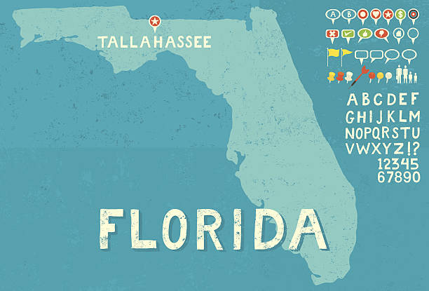 Map of Florida with icons Map of Florida with icons florida us state stock illustrations