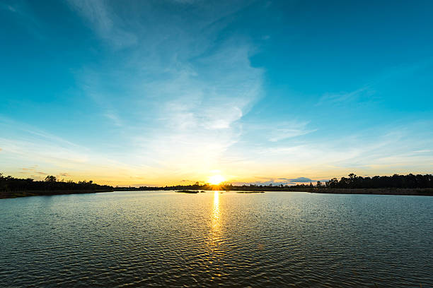istock Sunset over the lake with Blue sky 509239934