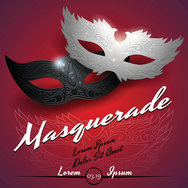 Masquerade ball party invitation poster Masquerade ball party invitation poster in vector evening ball stock illustrations