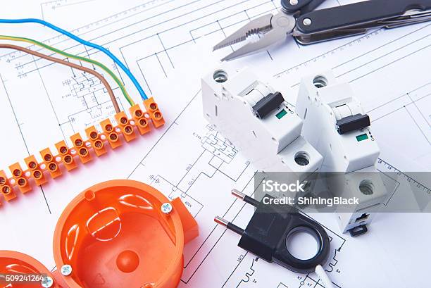 Electrical Fuses And Materials Used For Jobs In Electricity Stock Photo - Download Image Now