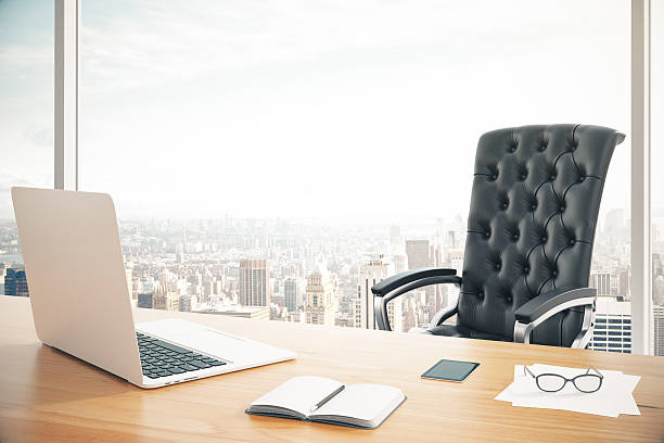 istock Workplace of the head with a laptop and 509241512