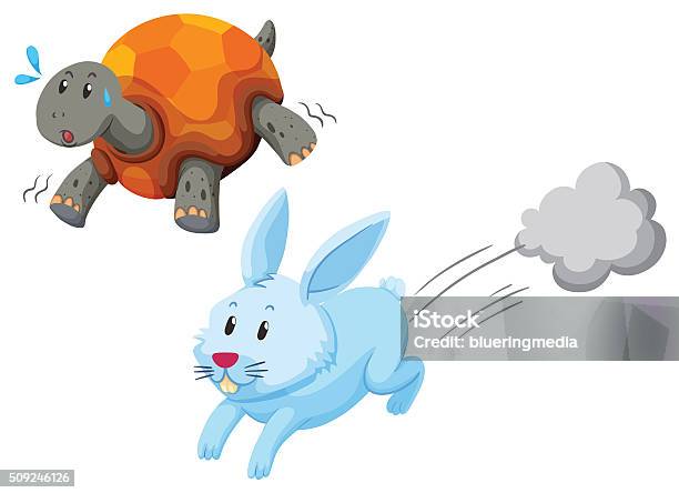 Course De Lapin Et La Tortue Vecteurs libres de droits et plus d'images vectorielles de Lièvre - Lièvre, Tortue, Courir