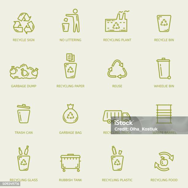 Recycling Garbage Icons Set Stock Illustration - Download Image Now - Icon Symbol, Garbage, Garbage Truck