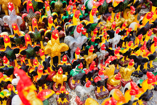 istock Colorful of a many chicken statues , Thailand 509250076