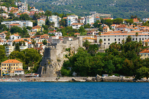 Herceg Novi old town fortress. Montenegro touristic city. stock photo