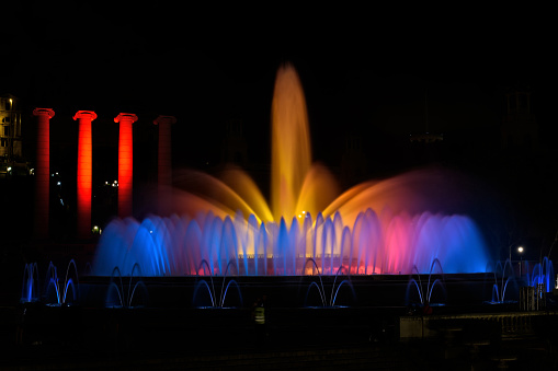 The famous Montjuic Fountain in Barcelona, Spain