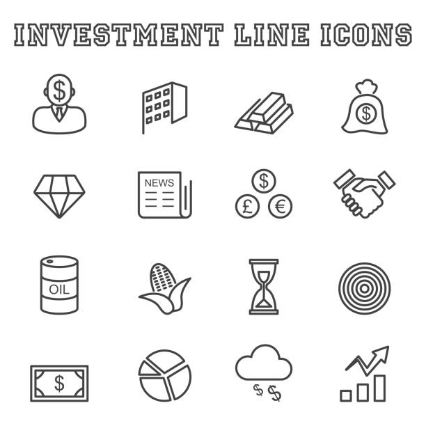 investitionen linie symbole - diamantschmuck grafiken stock-grafiken, -clipart, -cartoons und -symbole