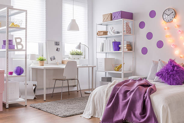 Modern interior with purple color stock photo