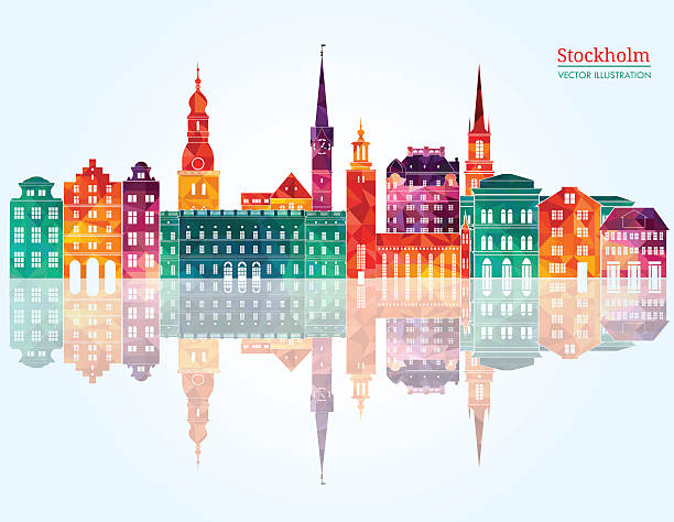 sztokholm panoramę miasta. ilustracja wektorowa - stockholm silhouette sweden city stock illustrations