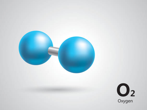 sauerstoff molekular-modell - oxygen stock-grafiken, -clipart, -cartoons und -symbole