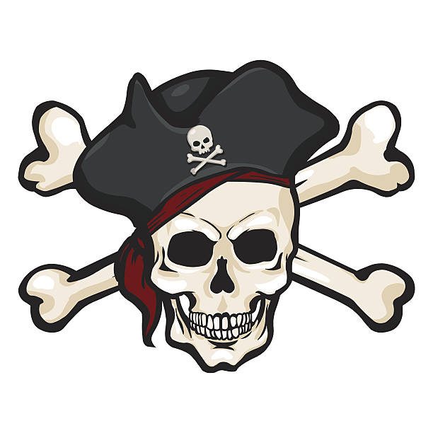 istock Vector Cartoon Pirate Skull in Tricorn with Cross Bones 509252531